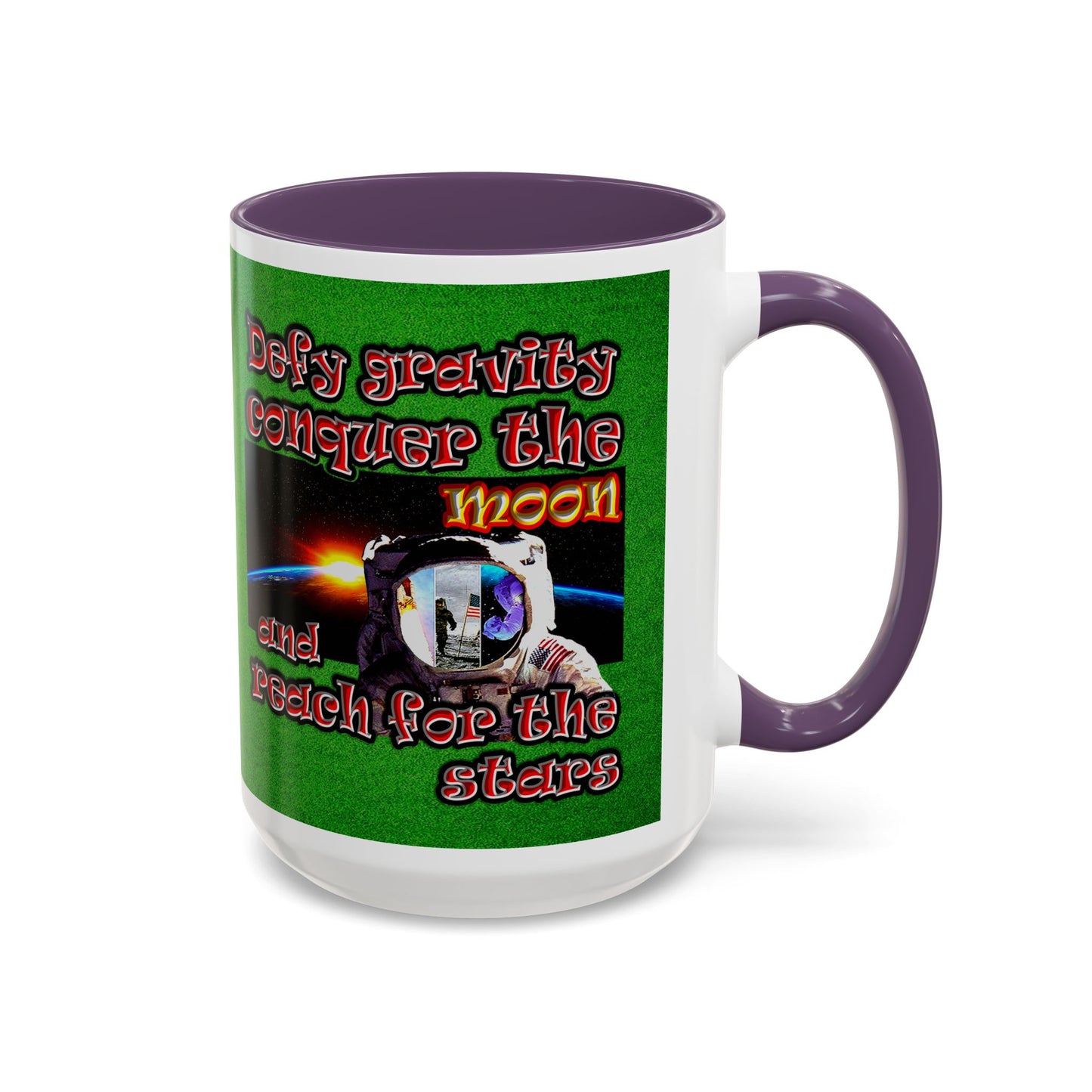 defy conquer reach - Accent Mug (green turf)