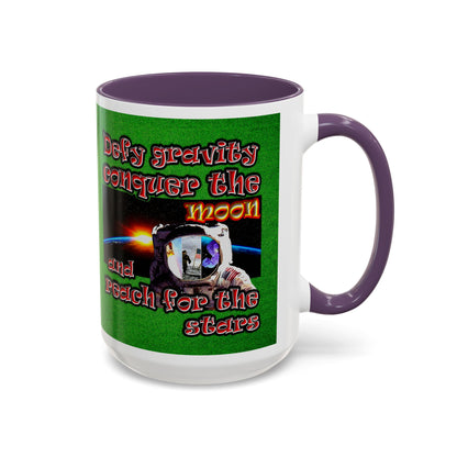 defy conquer reach - Accent Mug (green turf)