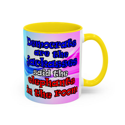 donkeys and elephants - Accent Mug (light blue-pink wave)