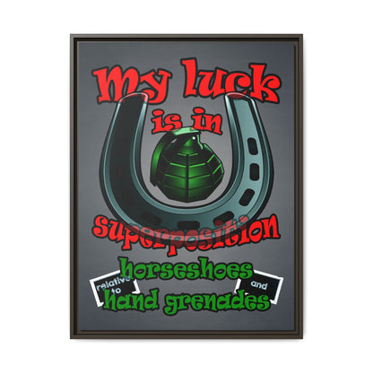 my luck - framed canvas art (grey-light grey)