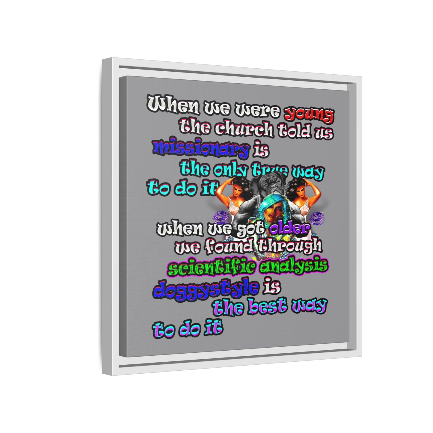 doggystyle - framed canvas art (grey)