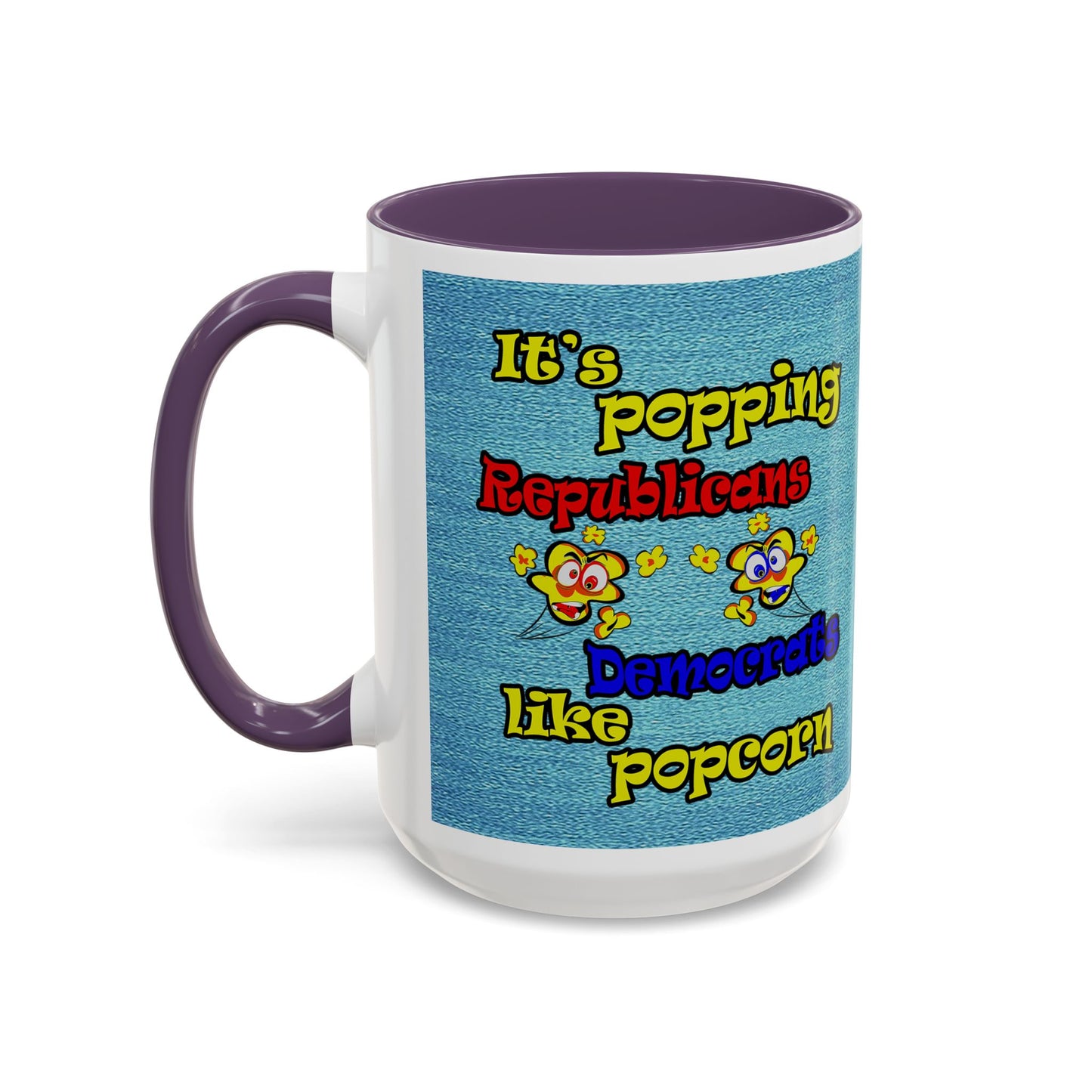popping like popcorn - Accent Mug (faded dark blue)