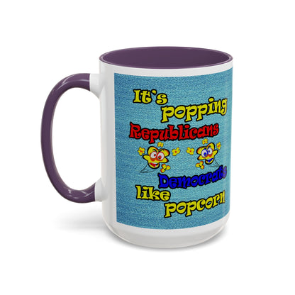 popping like popcorn - Accent Mug (faded dark blue)