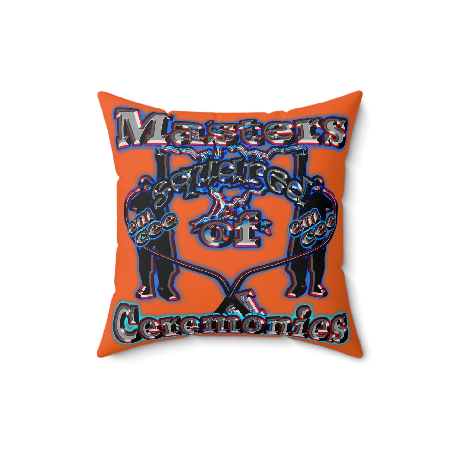 em cee squared - Spun Polyester Square Pillow - (orange)