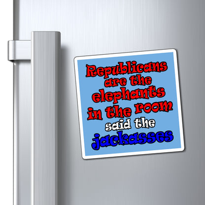 donkeys and elephants - Magnets - (light blue)