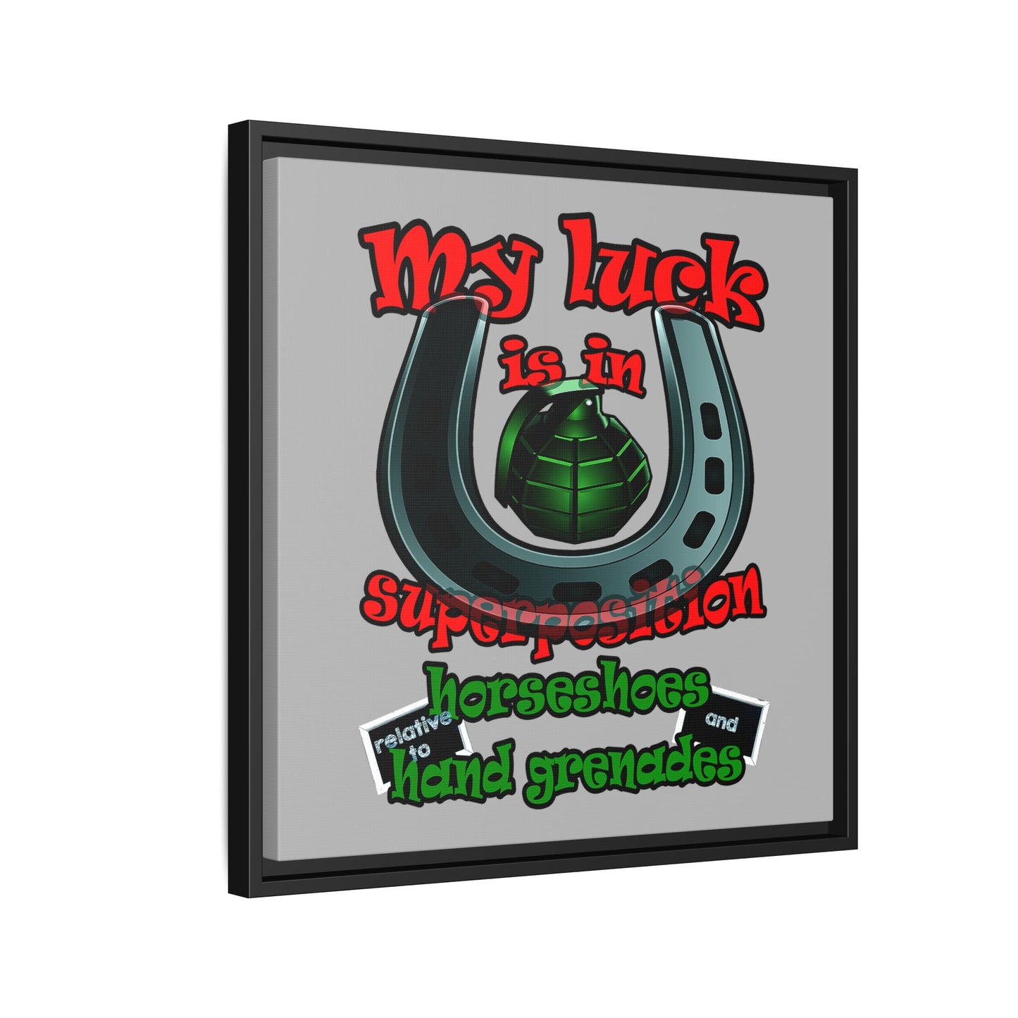my luck - framed canvas art (light grey)