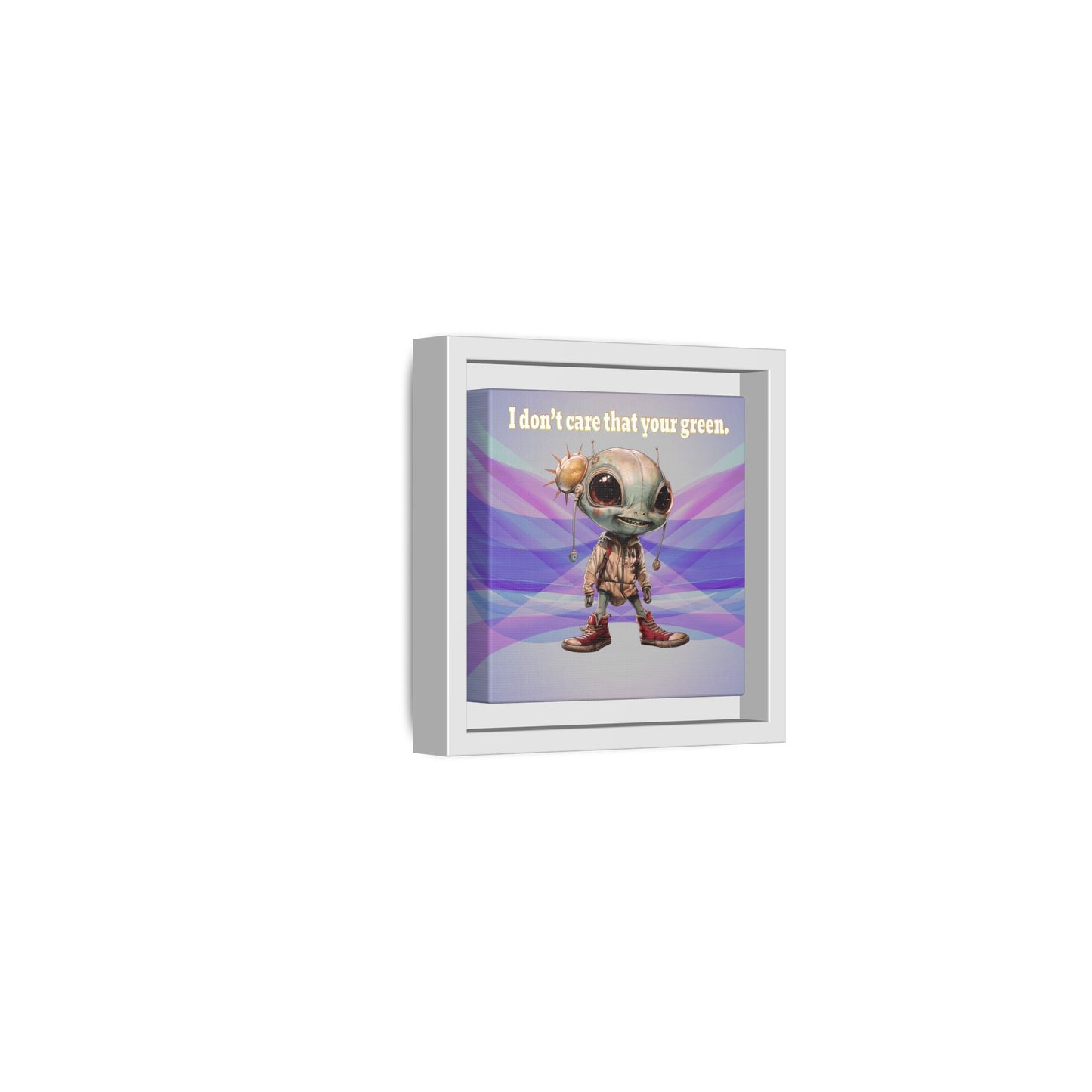I don't care that your green - framed canvas art (light blue-pink wave)