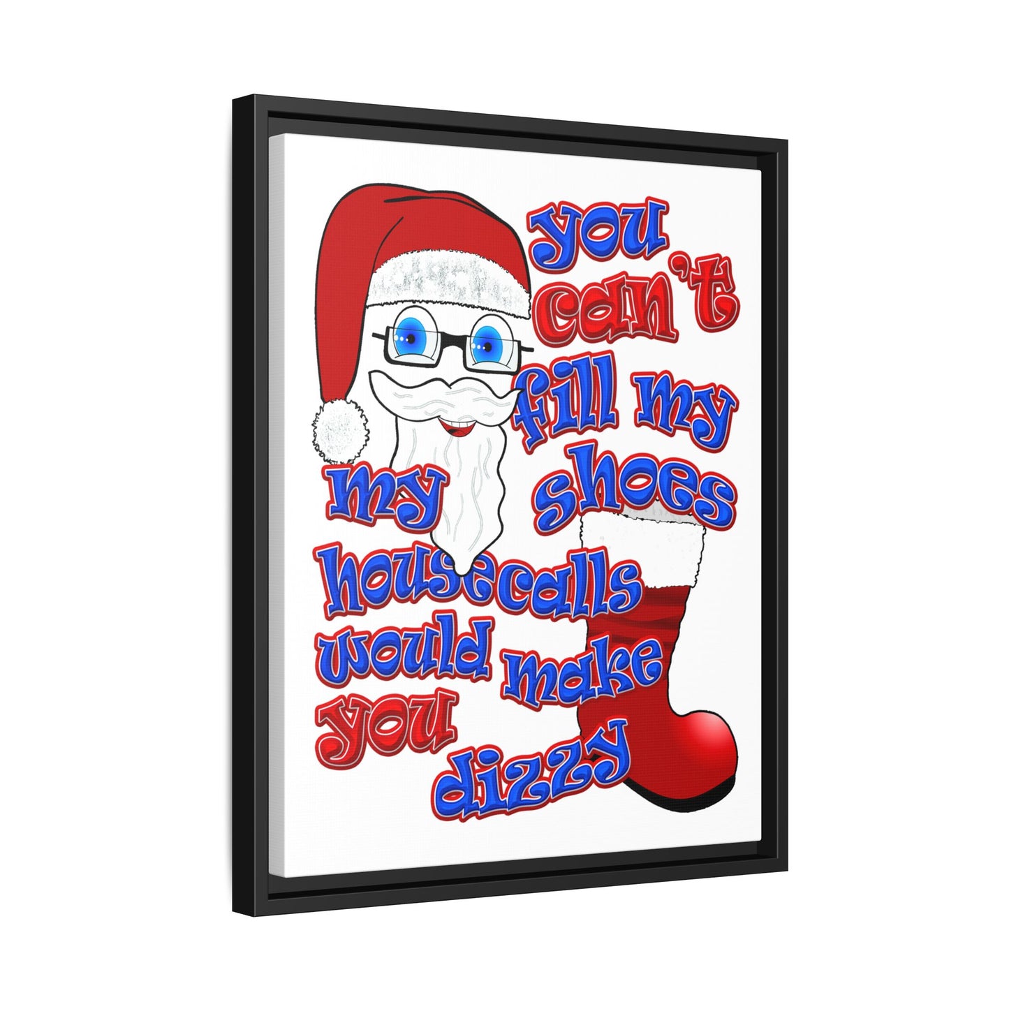 santa's shoes - framed canvas art (white)