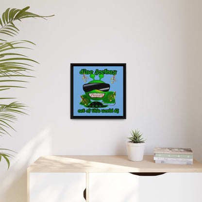 disc jockey - framed canvas art (light blue)