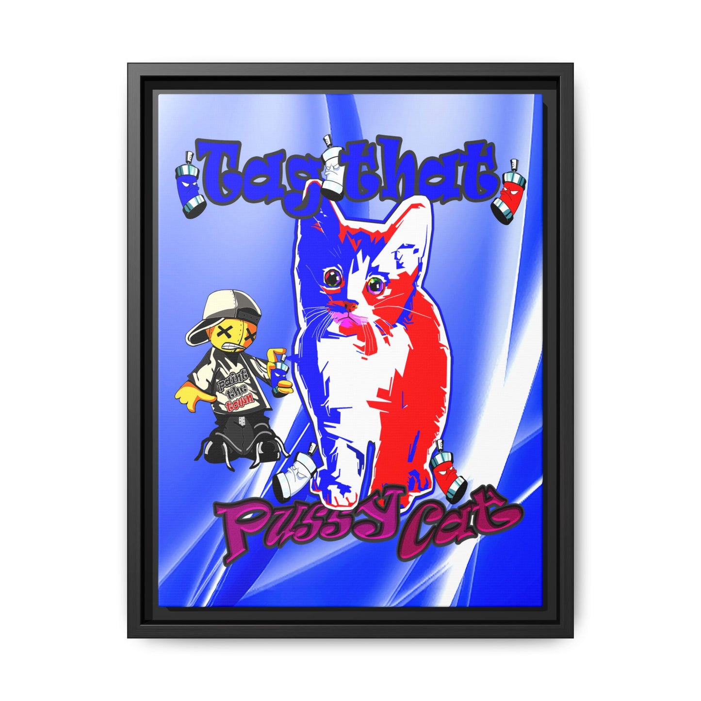 tag that - framed canvas art (blue-white wave)
