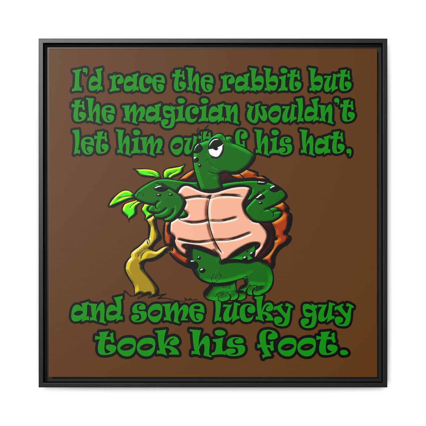 turtle race - framed canvas art (brown)
