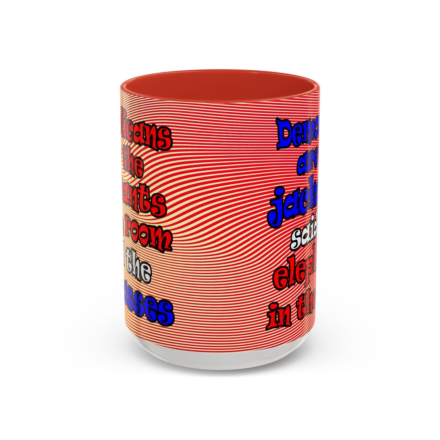 donkeys and elephants - Accent Mug (yellow-orange wave)