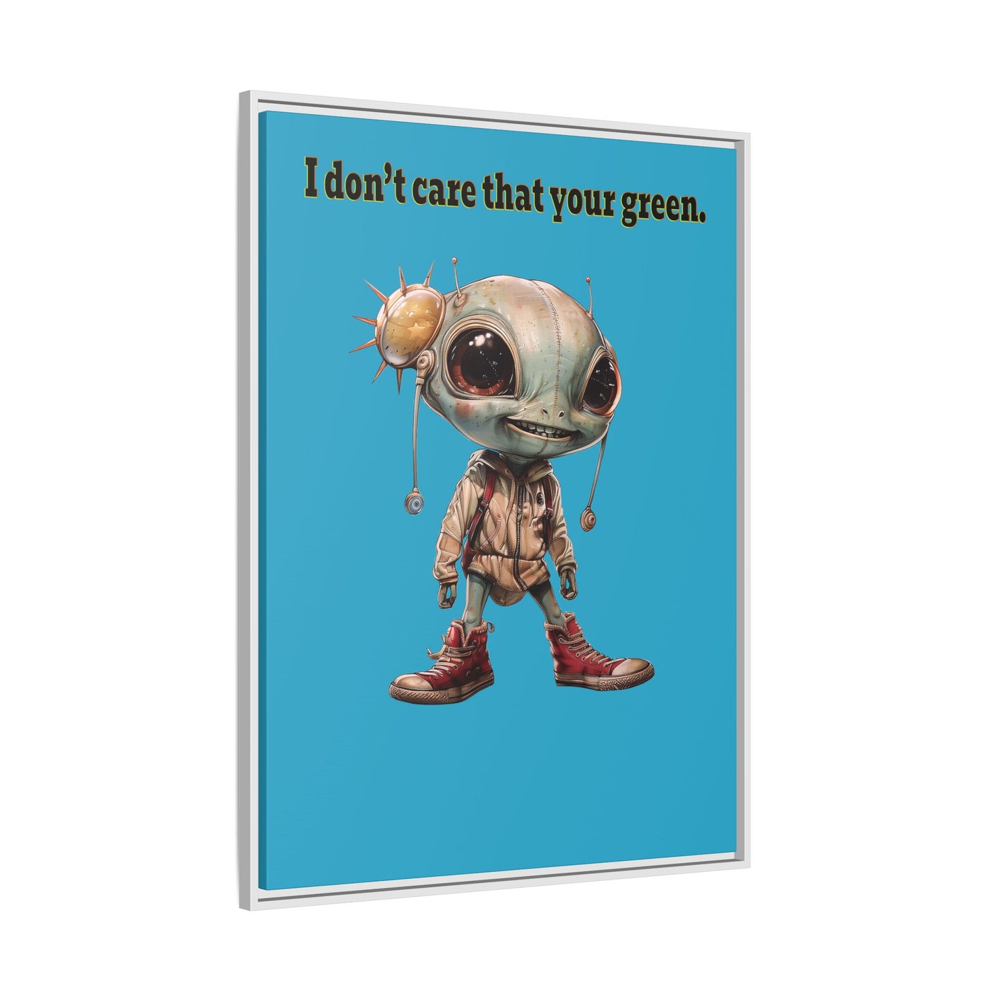 I don't care that your green - framed canvas art (turquoise)
