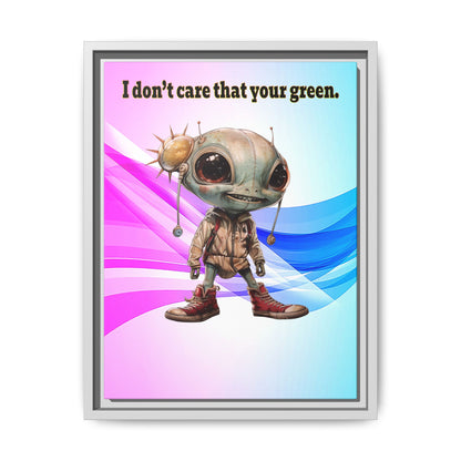 I don't care that your green - framed canvas art (light blue-pink wave)