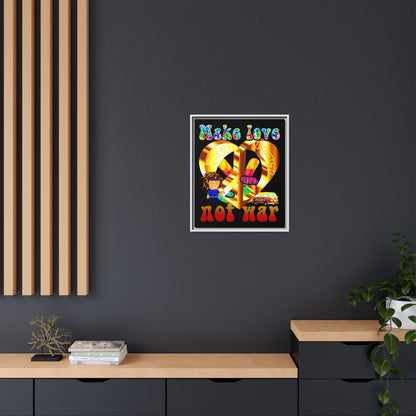 love peace - framed canvas art (black)