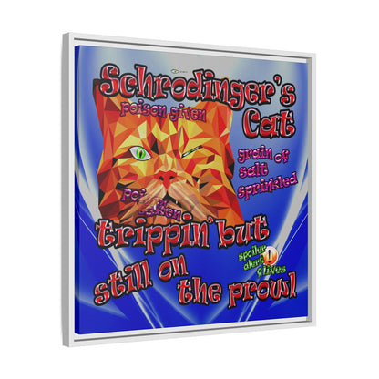 schrodinger's cat - framed canvas art (blue-white wave)