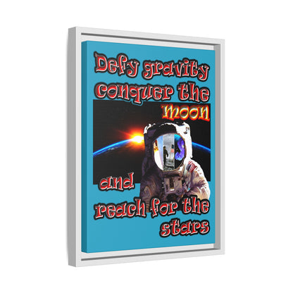 defy conquer reach - framed canvas art (turquoise)