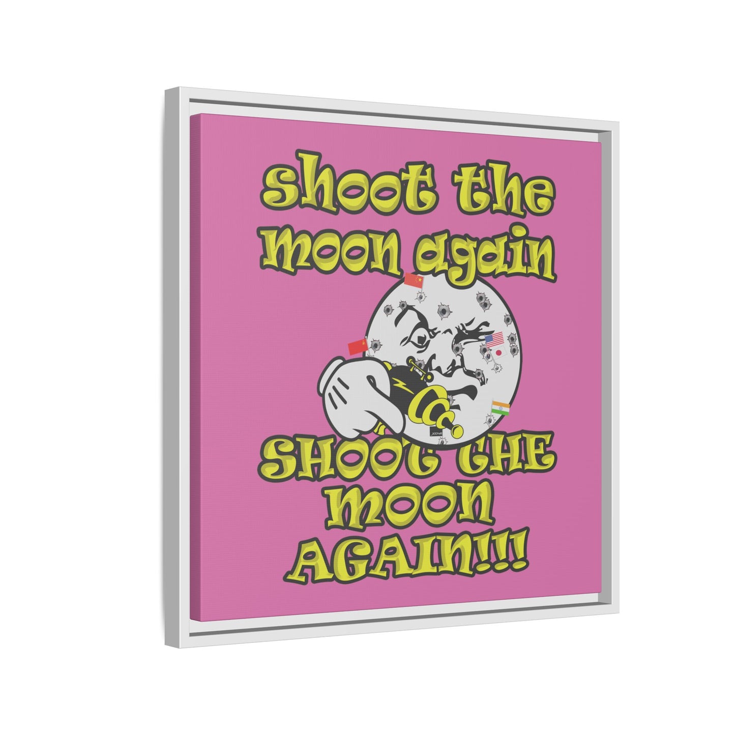 shoot the moon again - framed canvas art (light pink)
