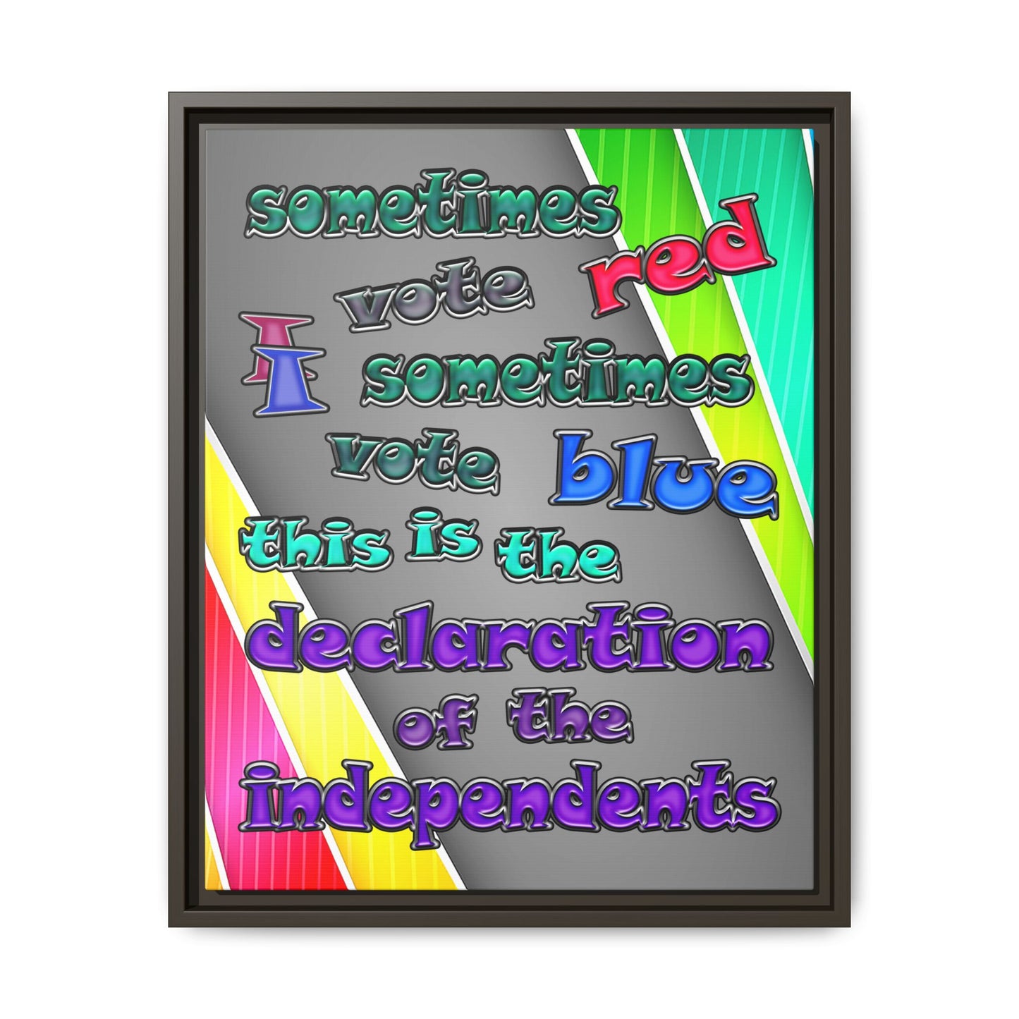 declaration of the independents - framed canvas art (rainbow split)