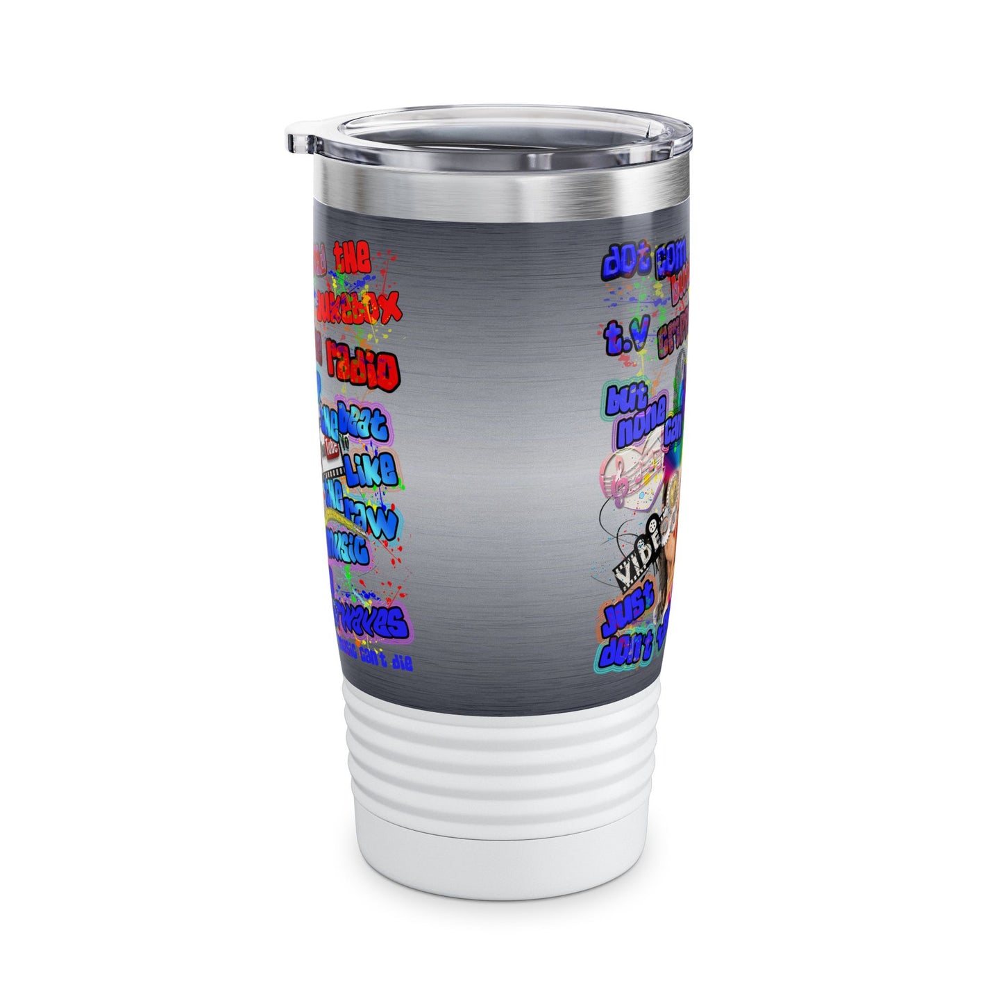 drop the beat - Ringneck Tumbler, 20oz  (brushed nickel)