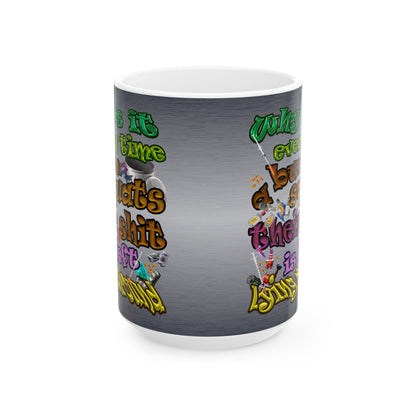 the bum's shit - White Mug (brushed nickel)