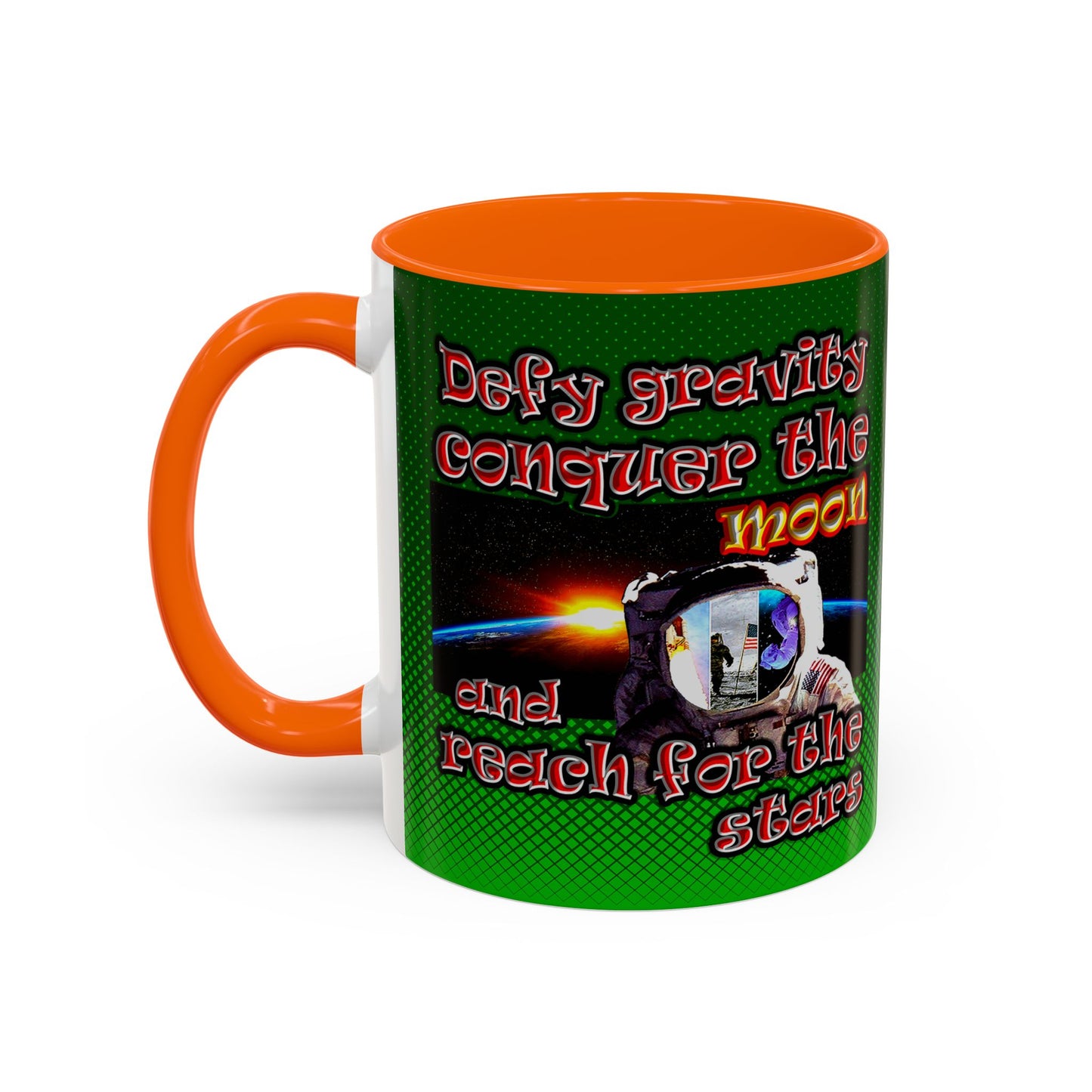 defy conquer reach - Accent Mug (logo green)