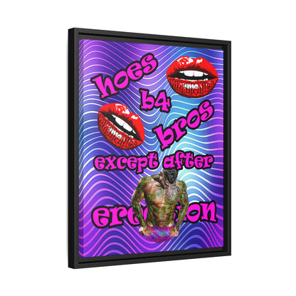 hoes b4 bros - framed canvas art (purple wave)