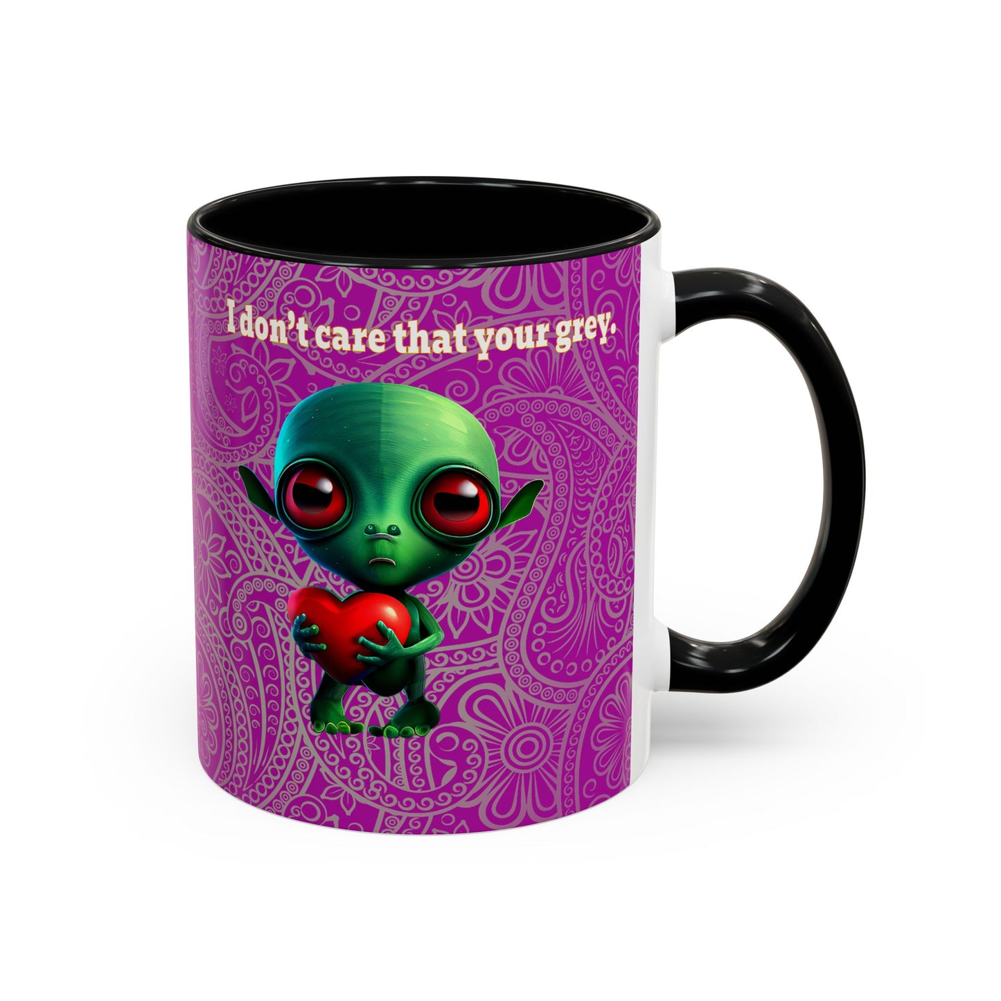 I don't care that your grey - Accent Mug (pink swirl)
