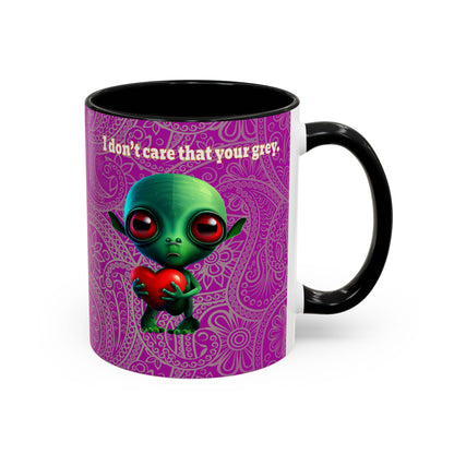 I don't care that your grey - Accent Mug (pink swirl)