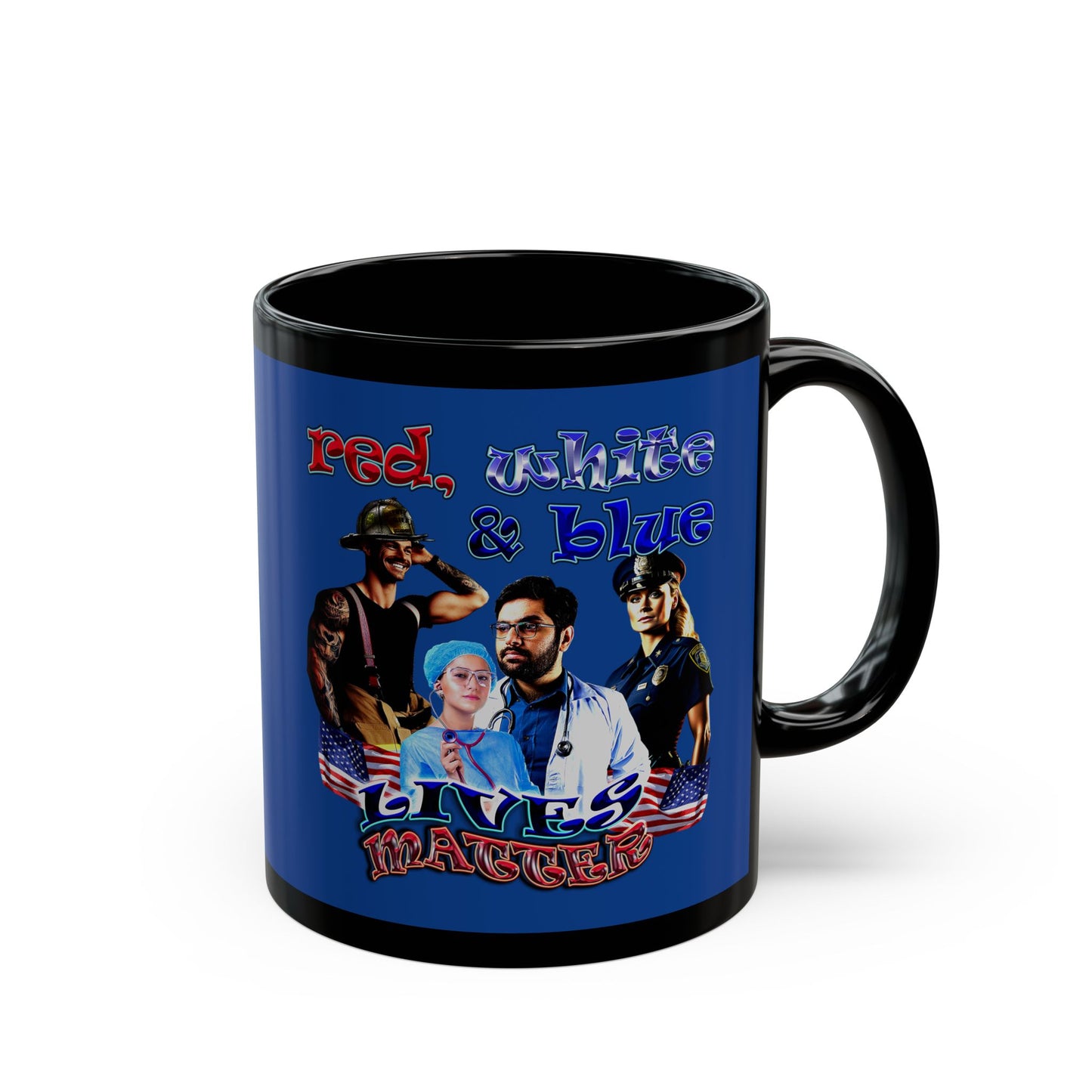 rw&b lives matter - Black Mug (dark blue)