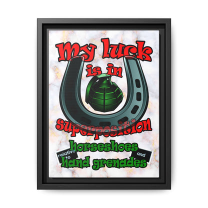 my luck - framed canvas art (white marble)