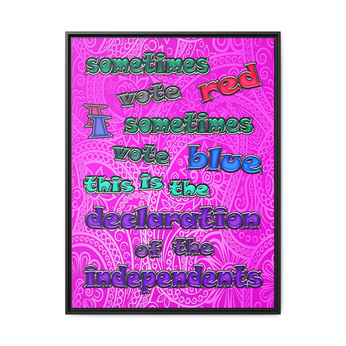 declaration of the independents - framed canvas art (pink swirl)