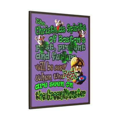 christmas spirits of boston - framed canvas art (light purple)