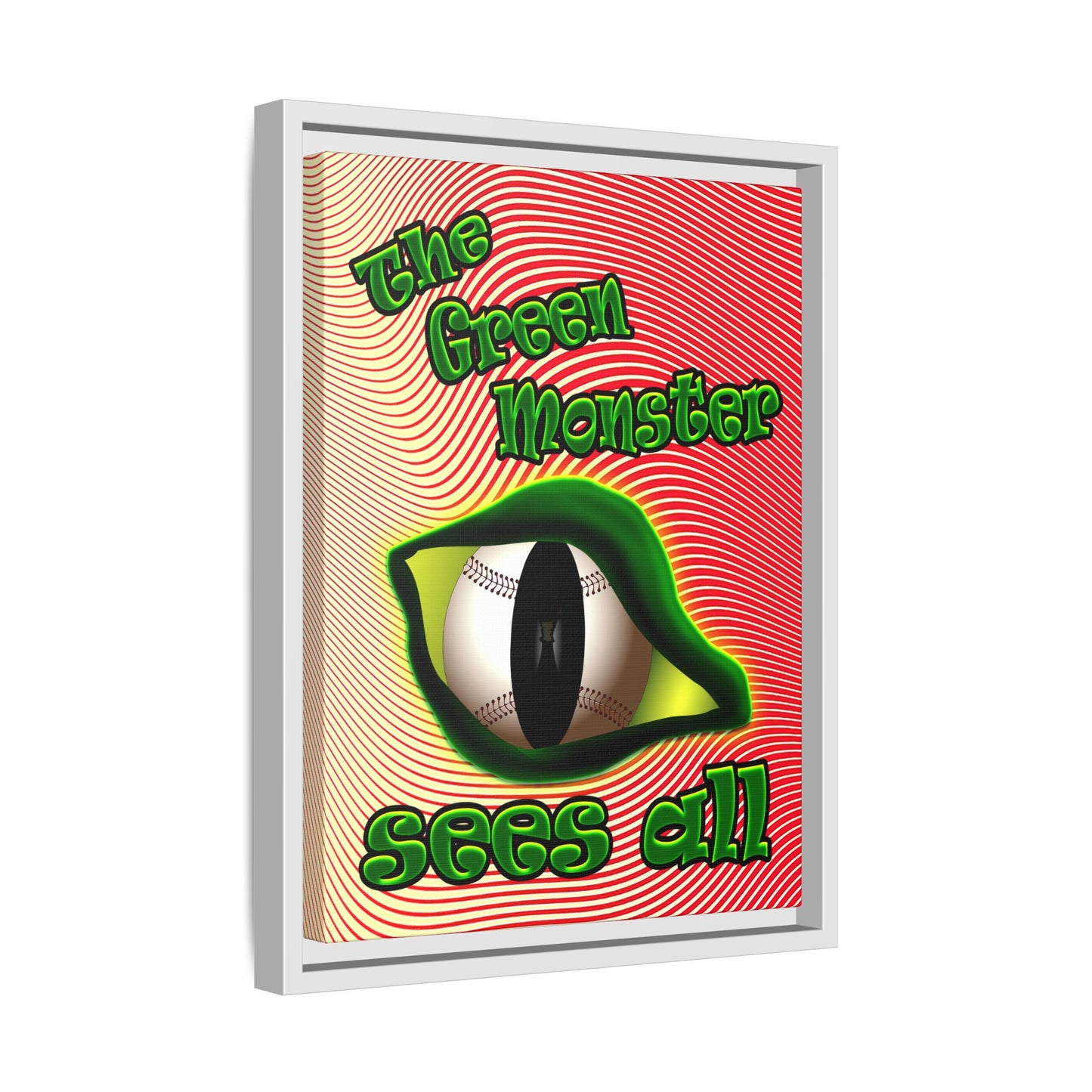 green monster - framed canvas art (yellow-orange wave)