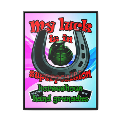 my luck - framed canvas art (light blue-pink wave)