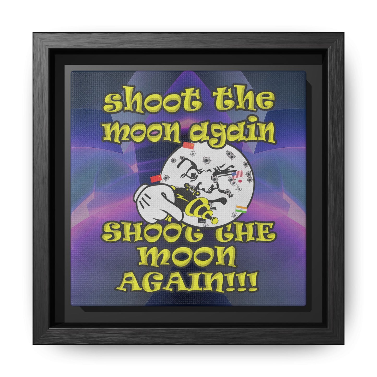 shoot the moon again - framed canvas art (grey-pink wave)
