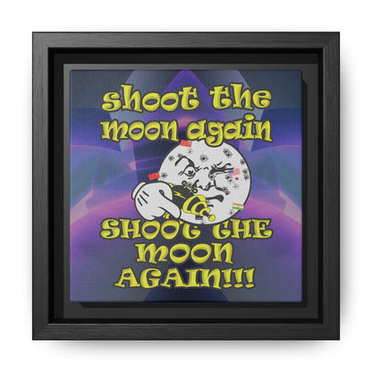 shoot the moon again - framed canvas art (grey-pink wave)