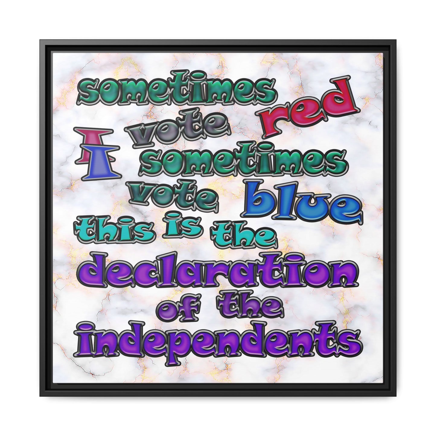 declaration of the independents - framed canvas art (white marble)