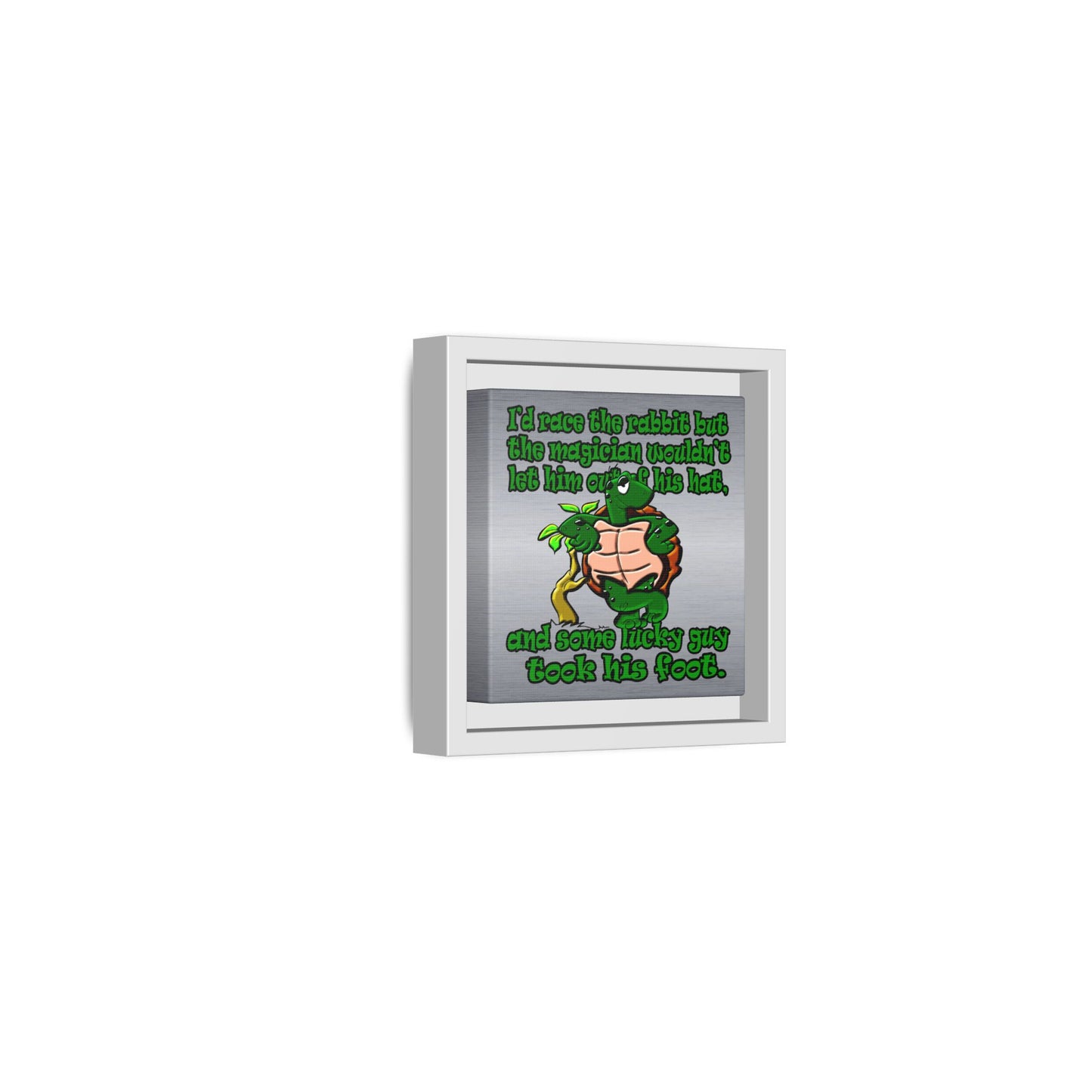 turtle race - framed canvas art (brushed nickel)