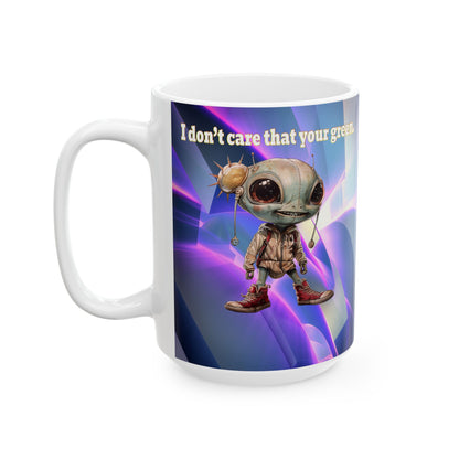 I don't care that your grey - White Mug (grey-pink wave)