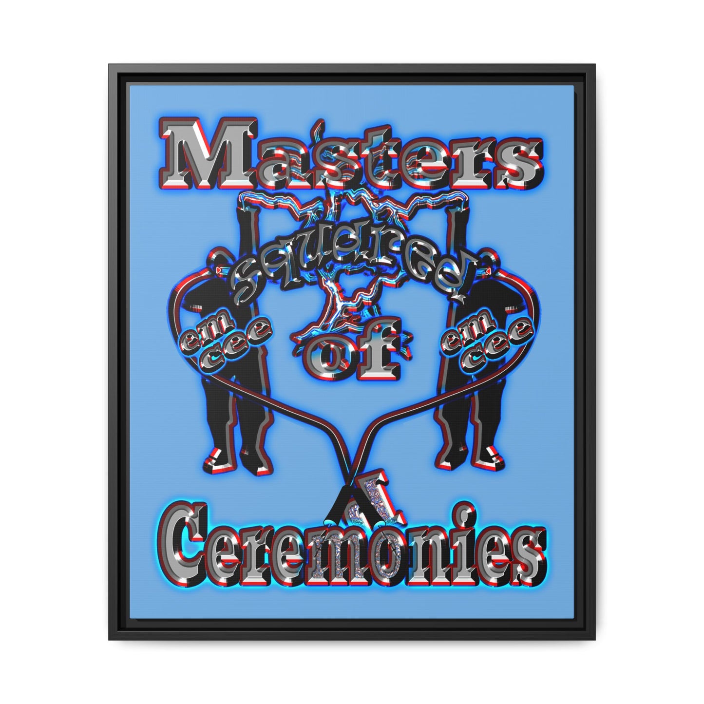 em cee squared - framed canvas art (light blue)