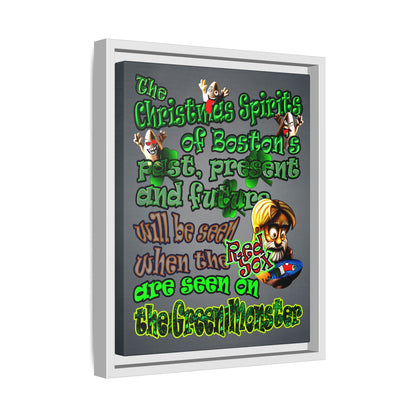 christmas spirits of boston - framed canvas art (grey-light grey)
