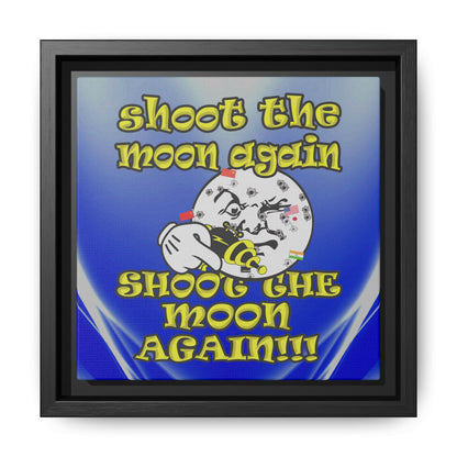 shoot the moon again - framed canvas art (blue-white wave)