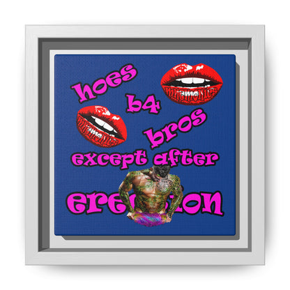 hoes b4 bros - framed canvas art (dark blue)