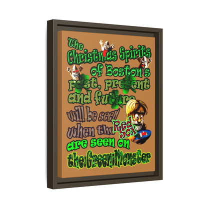 christmas spirits of boston - framed canvas art (light brown)