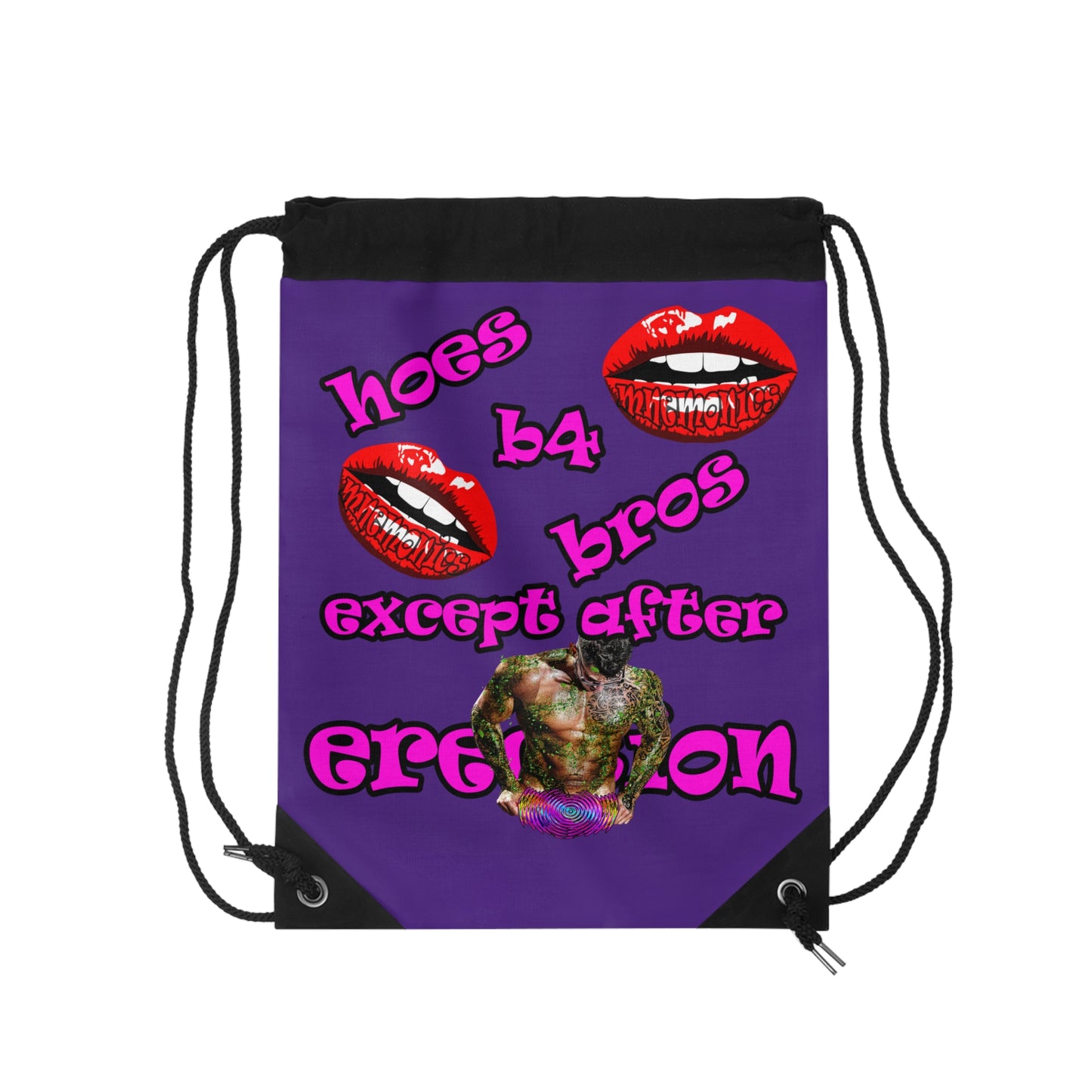 hoes b4 bros - Drawstring Bag (purple)