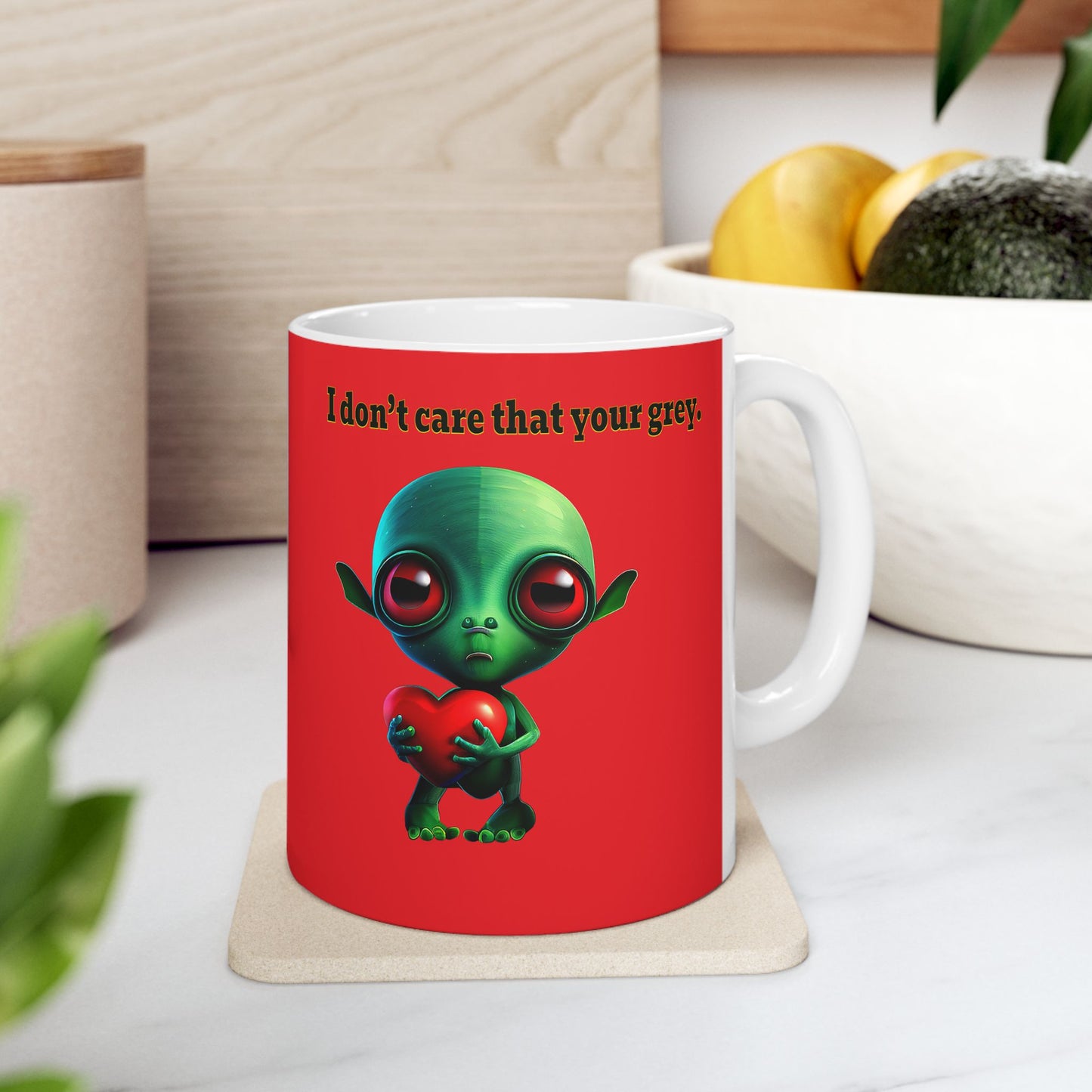 I don't care that your grey - White Mug (red)