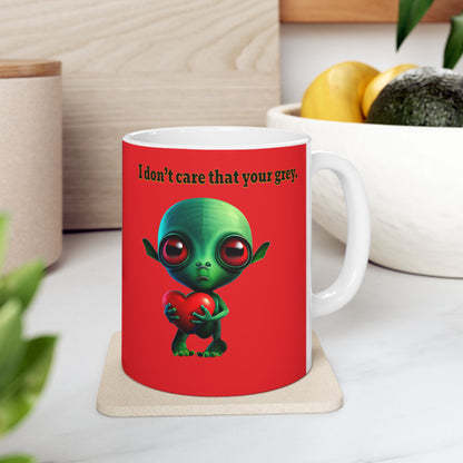 I don't care that your grey - White Mug (red)