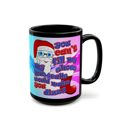 santa's shoes - Black Mug (light blue-pink wave)