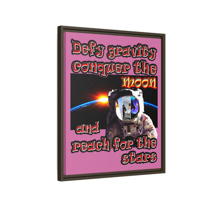 defy conquer reach - framed canvas art (light pink)